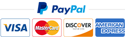 PayPal. VISA, MasterCard, Discover, and American Express