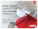 Adobe Certified Expert After Effects CC cerificate