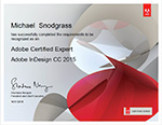 Adobe Certified Expert Adobe InDesign CC 2015 cerificate